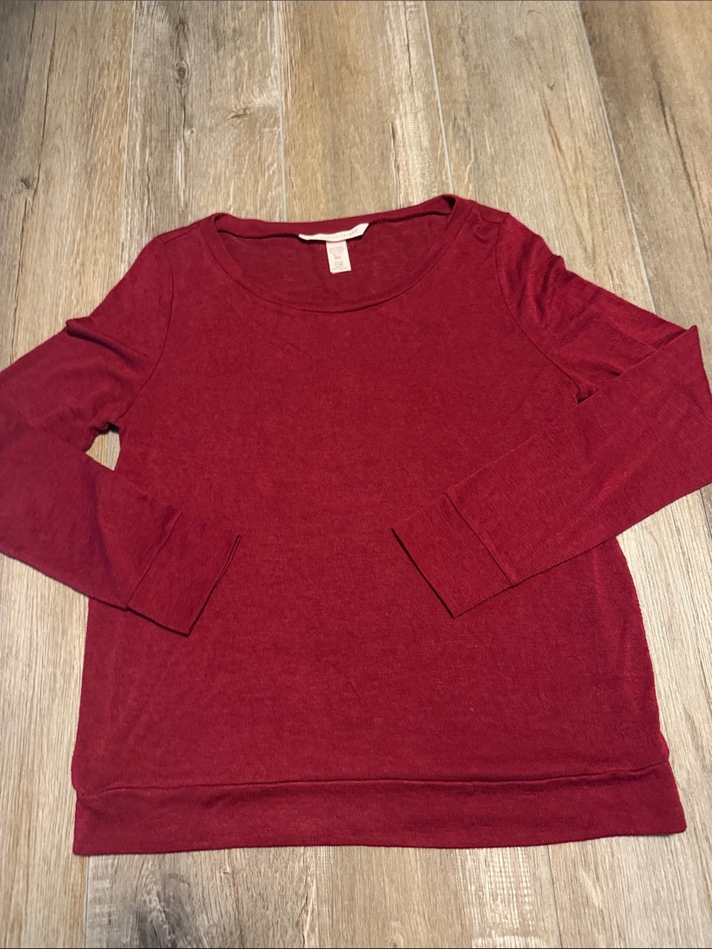 Victoria's Secret Long Sleeve Scoop Neck Top - Deep Red